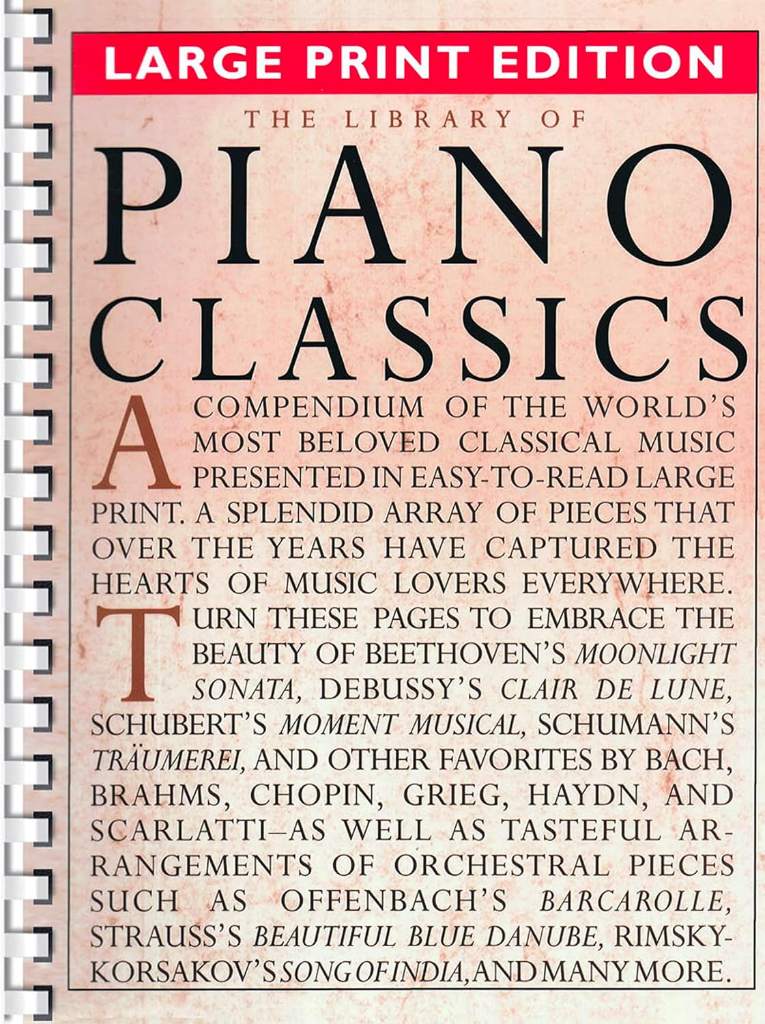 The Library of Piano Classics – Large Print Edition | Piano Solo Sheet Music | 51 Beloved Classical Pieces | Music Sales America Songbook for Beginners and Advanced Players by Amy Appleby | barcode:9780825618277 | source:'9780825618277.jpg