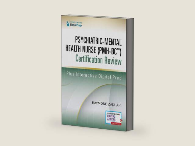 Psychiatric-Mental Health Nurse (PMH-BC™) Certification Review by Raymond Zakhari DNP EdM ANP-BC FNP-BC PMHNP-BC | barcode:9780826145352 | source:'9780826145352-right-three-quarter.jpg