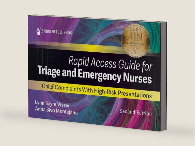 Rapid Access Guide for Triage and Emergency Nurses: Chief Complaints with High-Risk Presentations by Lynn Sayre Visser MSN RN PHN CEN CPEN FAEN | barcode:9780826169754 | source:'9780826169754-right-three-quarter.jpg