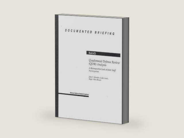 Quadrennial Defense Review (QDR) Analysis: A Retrospective Look at Joint Staff Participation by John Y. Schrader | barcode:9780833026941 | source:'9780833026941-right-three-quarter.jpg