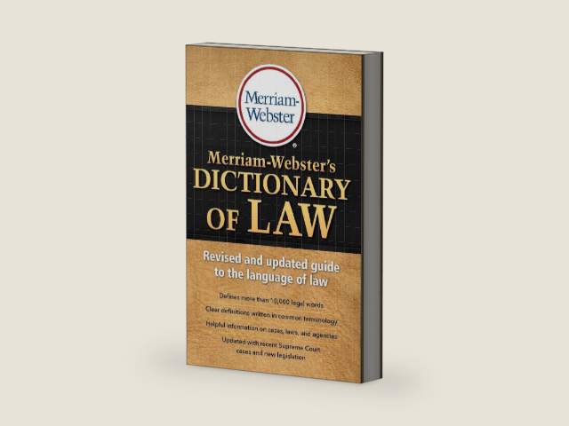 Merriam-Webster's Dictionary of Law, Newest Edition, Trade Paperback by Merriam-Webster | barcode:9780877797357 | source:'9780877797357-right-three-quarter.jpg