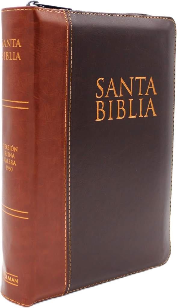 Biblia Reina Valera 1960 Letra Grande en Español de 14 puntos-Tamaño manual con Cierre, Indice, foro en semil piel color caoba/ RVR 1960 Large Giant Print Bible in Spanish edition, brown with zipper by Reina Valera 1960 | barcode:9781087778693 | source:'9781087778693.jpg