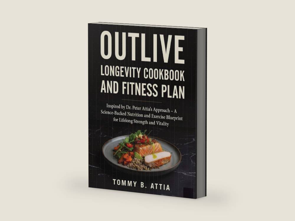 OUTLIVE LONGEVITY COOKBOOK AND FITNESS PLAN: Inspired by Dr. Peter Attia’s Approach - A Science-Backed Nutrition and Exercise Blueprint for Lifelong Strength and Vitality by TOMMY B ATTIA | barcode:9781105952852 | source:'9781105952852-right-three-quarter.jpg