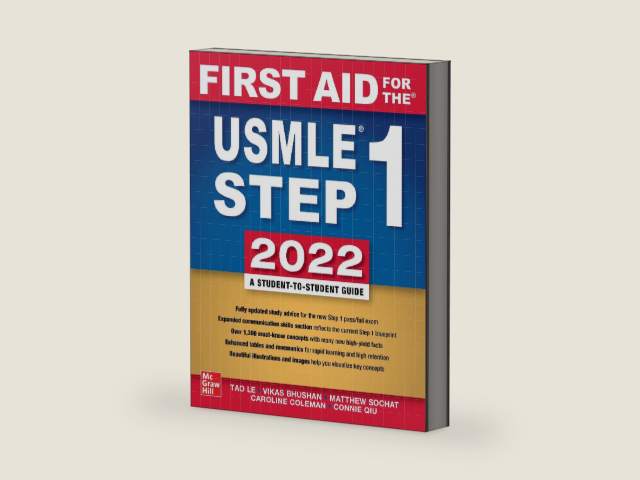 First Aid for the USMLE Step 1 2022, Thirty Second Edition by Tao Le | barcode:9781264285266 | source:'9781264285266-right-three-quarter.jpg