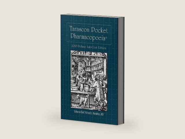 Tarascon Pocket Pharmacopoeia 2018 Deluxe Lab-Coat Edition: . by MD FAAEM FACMT FACEP Editor in Chief Richard J. Hamilton | barcode:9781284142679 | source:'9781284142679-right-three-quarter.jpg