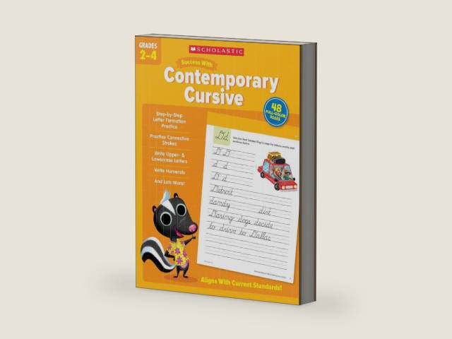Scholastic Success with Contemporary Cursive Grades 2-4 Workbook by Scholastic Teaching Resources | barcode:9781338798333 | source:'9781338798333-right-three-quarter.jpg