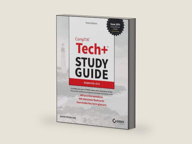 CompTIA Tech+ Study Guide: Exam FC0-U71 (Sybex Study Guide) by Quentin Docter | barcode:9781394288793 | source:'9781394288793-right-three-quarter.jpg