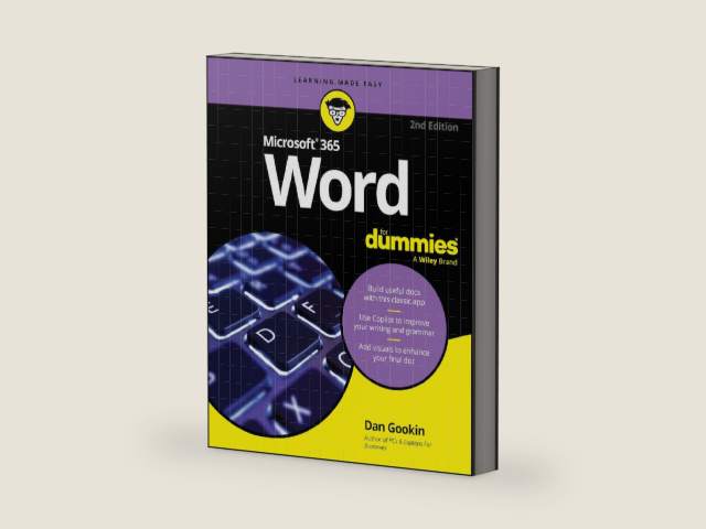 Microsoft 365 Word For Dummies by Dan Gookin | barcode:9781394295449 | source:'9781394295449-right-three-quarter.jpg