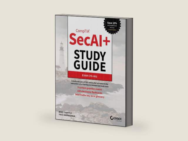 CompTIA SecAI+ Study Guide: Exam CY0-001 (Sybex Study Guide) by Mike Chapple | barcode:9781394368075 | source:'9781394368075-right-three-quarter.jpg