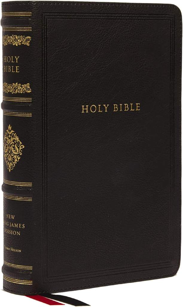 NKJV Large Print Reference Bible, Black Leathersoft, Red Letter, Comfort Print, Thumb Indexed (Sovereign Collection): Holy Bible, New King James Version by Thomas Nelson | barcode:9781400344253 | source:'9781400344253.jpg