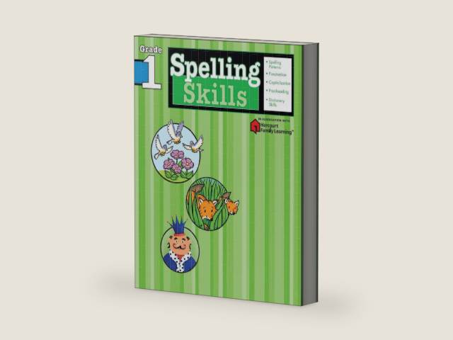 Spelling Skills: Grade 1 (Flash Kids Harcourt Family Learning) by Flash Kids Editors | barcode:9781411403826 | source:'9781411403826-right-three-quarter.jpg