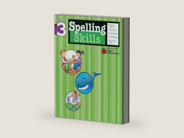 Spelling Skills: Grade 3 (Flash Kids Harcourt Family Learning) by Flash Kids Editors | barcode:9781411403840 | source:'9781411403840-right-three-quarter.jpg