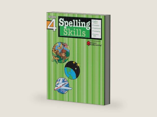 Spelling Skills: Grade 4 (Flash Kids Harcourt Family Learning) by Flash Kids Editors | barcode:9781411403857 | source:'9781411403857-right-three-quarter.jpg