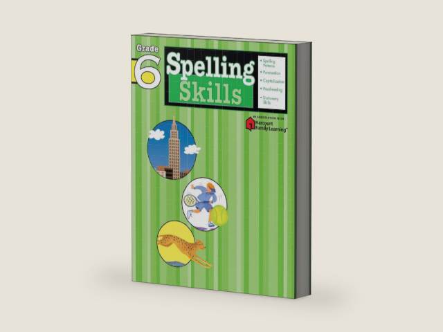 Spelling Skills: Grade 6 (Flash Kids Harcourt Family Learning) by Flash Kids Editors | barcode:9781411403871 | source:'9781411403871-right-three-quarter.jpg