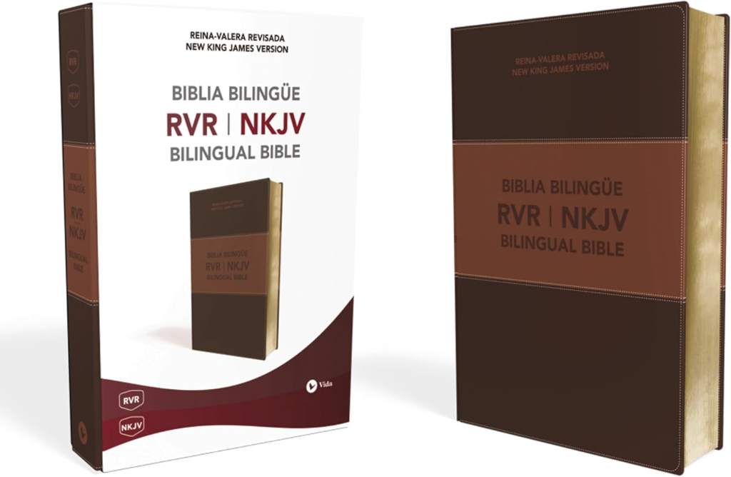 NKJV/RVR, Bilingual Bible, Leathersoft, Brown / NKJV/RVR Biblia Bilingüe, Leathersoft, Café (Spanish Edition) by Reina Valera Revisada | barcode:9781418598105 | source:'9781418598105.jpg