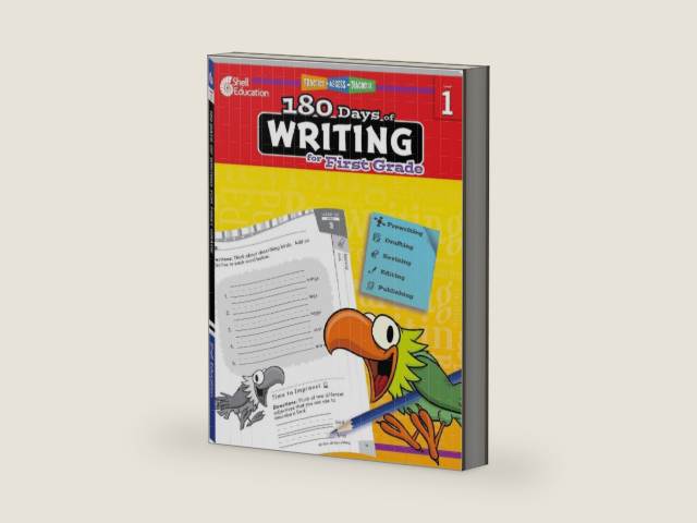 180 Days™: Writing Workbook for 1st Grade Ages 6–7 | Sentence Building, Grammar, Writing Practice, Early Composition for School or Home by Shell Education | barcode:9781425815240 | source:'9781425815240-right-three-quarter.jpg