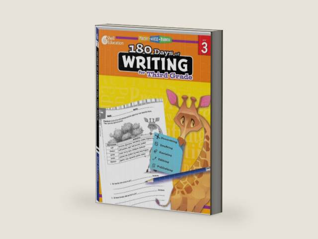 180 Days™: Writing Workbook for 3rd Grade Ages 8–9 | Paragraph Writing, Sentence Structure, Grammar, Writing Process for School or Home by Shell Education | barcode:9781425815264 | source:'9781425815264-right-three-quarter.jpg