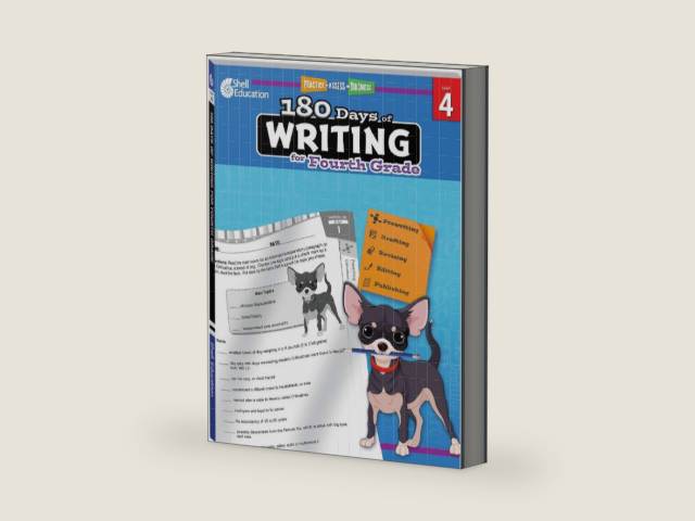 180 Days™: Writing Workbook for 4th Grade Ages 9–10 | Paragraph Writing, Writing Organization, Grammar, Editing & Revising for School or Home by Shell Education | barcode:9781425815271 | source:'9781425815271-right-three-quarter.jpg