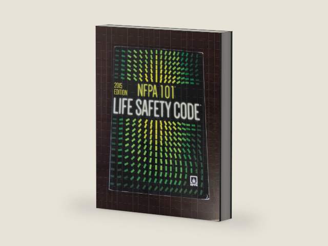 NFPA 101 Life Safety Code 2015 by National Fire Protection Association | barcode:9781455909025 | source:'9781455909025-right-three-quarter.jpg
