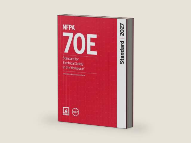 NFPA 70E, Standard for Electrical Safety in the Workplace (2027 Edition) by National Fire Protection Association (NFPA) | barcode:9781455932870 | source:'9781455932870-right-three-quarter.jpg