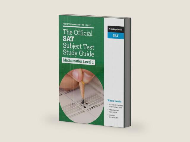 The Official SAT Subject Test in Mathematics Level 1 Study Guide by The College Board | barcode:9781457309304 | source:'9781457309304-right-three-quarter.jpg