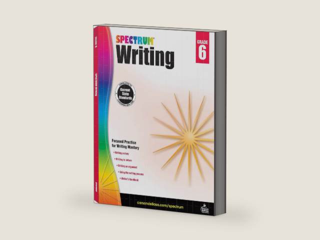 Spectrum 6th Grade Writing Workbooks, Ages 11 to 12, 6th Grade Writing, Informative, Argumentative, and Descriptive Story Writing Prompts, Writing Practice - 136 Pages by Spectrum | barcode:9781483812014 | source:'9781483812014-right-three-quarter.jpg