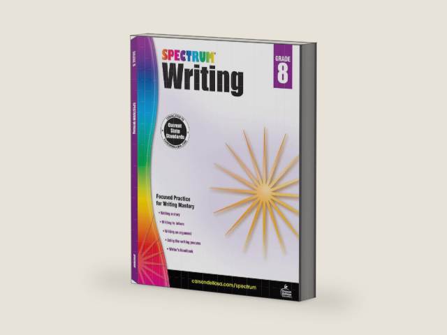 Spectrum | Writing Workbook | 8th Grade, 144pgs by Spectrum | barcode:9781483812038 | source:'9781483812038-right-three-quarter.jpg