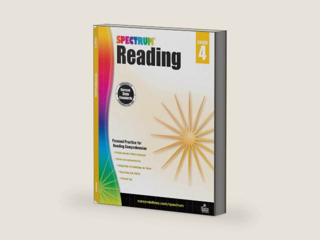 Spectrum Reading Comprehension Grade 4 Workbooks, Spectrum Grade 4 Nonfiction and Fiction Reading Comprehension, Summarizing Stories and Identifying Themes, and Critical Thinking Skills by Spectrum | barcode:9781483812175 | source:'9781483812175-right-three-quarter.jpg