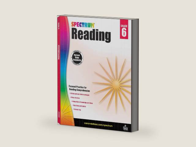 Spectrum Reading Comprehension Grade 6, Ages 11 to 12, 6th Grade Reading Comprehension Workbooks, Nonfiction and Fiction Passages, Analyzing Story Structure, and Critical Thinking Skills - 174 Pages by Spectrum | barcode:9781483812199 | source:'9781483812199-right-three-quarter.jpg