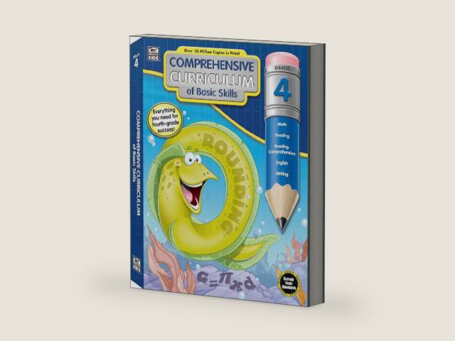Carson Dellosa Comprehensive Curriculum of Basic Skills 4th Grade Workbook, Reading Comprehension, Language Arts, Spelling, Grammar, Math, and Writing Practice, Classroom or Homeschool Curriculum by Thinking Kids | barcode:9781483824130 | source:'9781483824130-right-three-quarter.jpg