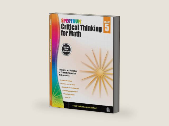 Spectrum 5th Grade Critical Thinking Math Workbooks, Ages 10 to 11, Grade 5 Critical Thinking Math, Critical Thinking, Fractions and Decimals, Algebra 1 Prep, and Place Value Workbook - 128 Pages by Spectrum | barcode:9781483835525 | source:'9781483835525-right-three-quarter.jpg