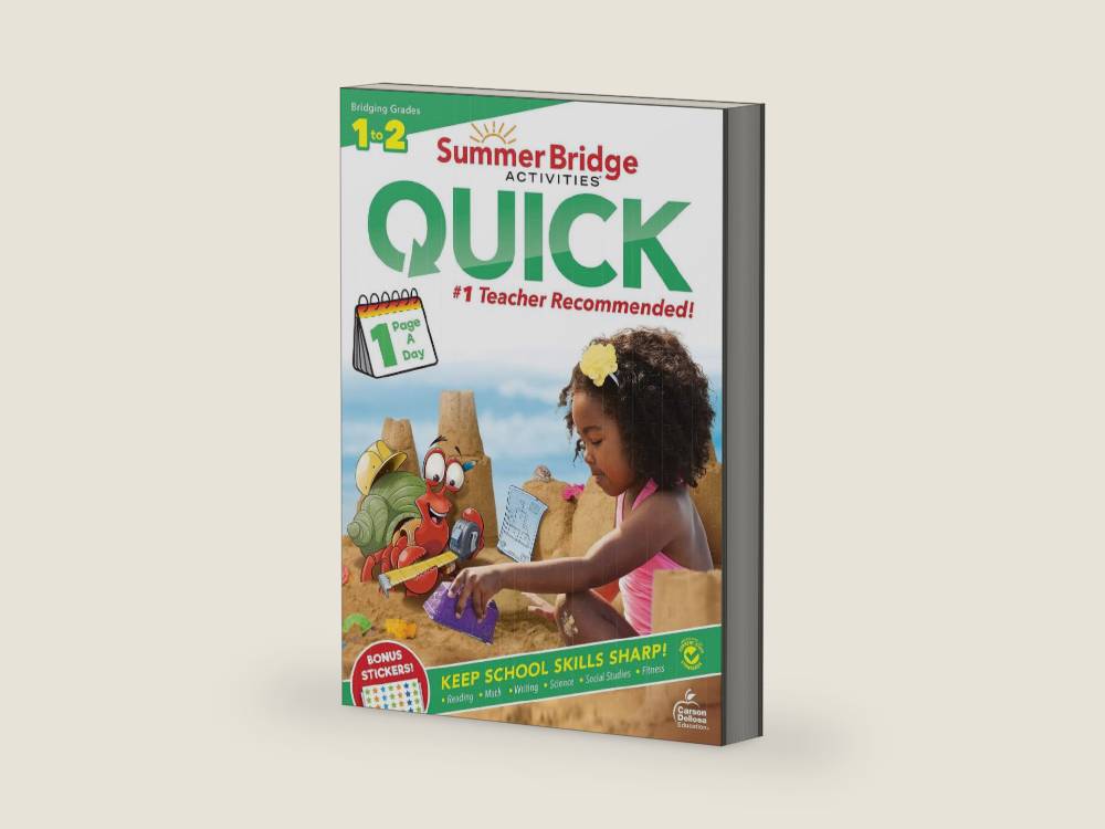 Summer Bridge Activities Quick 1st to 2nd Grade Workbook, Activity Book With Math, Language Arts, Social Studies, Science, Fitness, Writing Practice and Reinforcement Learning by Summer Bridge Activities | barcode:9781483862798 | source:'9781483862798-right-three-quarter.jpg