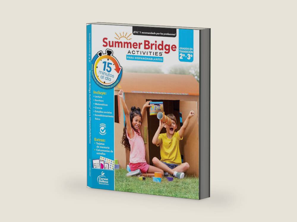 Summer Bridge Activities Spanish 2nd to 3rd Grade Workbooks, Activity Book With Math, Reading Comprehension, Science, Fitness, Social Studies, Writing Practice, and Flash Cards by Summer Bridge Activities | barcode:9781483865294 | source:'9781483865294-right-three-quarter.jpg