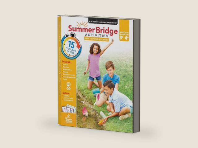 Summer Bridge Activities Spanish 3rd to 4th Grade Workbook, Activity Book With Math, Reading Comprehension, Science, Fitness, Social Studies, Writing Practice, and Flash Cards by Summer Bridge Activities | barcode:9781483865300 | source:'9781483865300-right-three-quarter.jpg