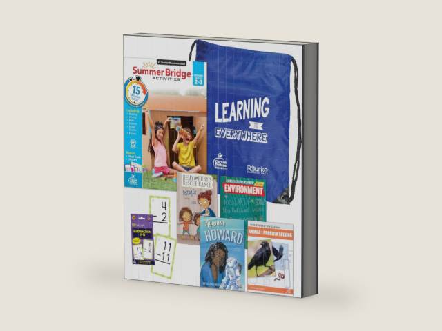 Summer Bridge Activities 2-3 Bundle, Ages 7-8, Math, Language Arts, and Science Summer Learning 3rd Grade Workbooks All Subjects, Subtraction Math Flash Cards, Children's Books, and Drawstring Bag by Rourke Educational Media | barcode:9781483869391 | source:'9781483869391-right-three-quarter.jpg