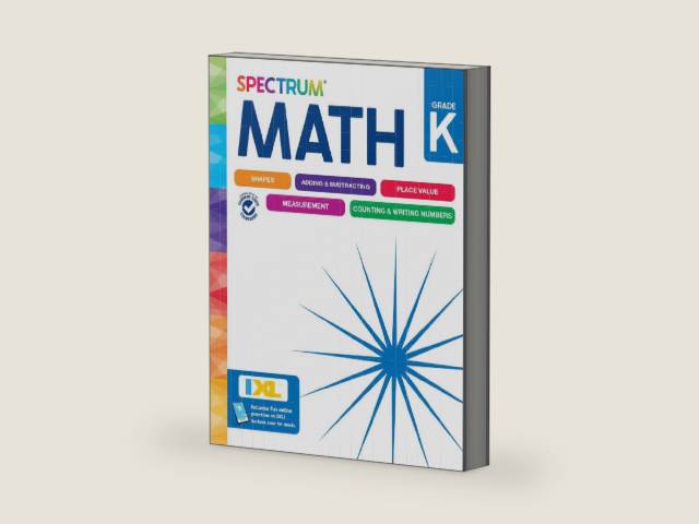 Spectrum Math Kindergarten Workbooks, Activity Book for Kids Ages 5-6 Covering Addition, Subtraction, Place Value, Shapes, Counting, and More, Mathematics Classroom or Homeschool Curriculum by Spectrum | barcode:9781483871431 | source:'9781483871431-right-three-quarter.jpg
