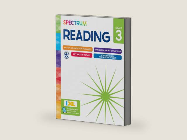 Spectrum Reading 3rd Grade Workbooks, Activity Book Covering Nonfiction and Fiction Passages, Story Structure, Identifying Main and Key Ideas, and more, Classroom or Homeschool Curriculum by Spectrum | barcode:9781483874753 | source:'9781483874753-right-three-quarter.jpg