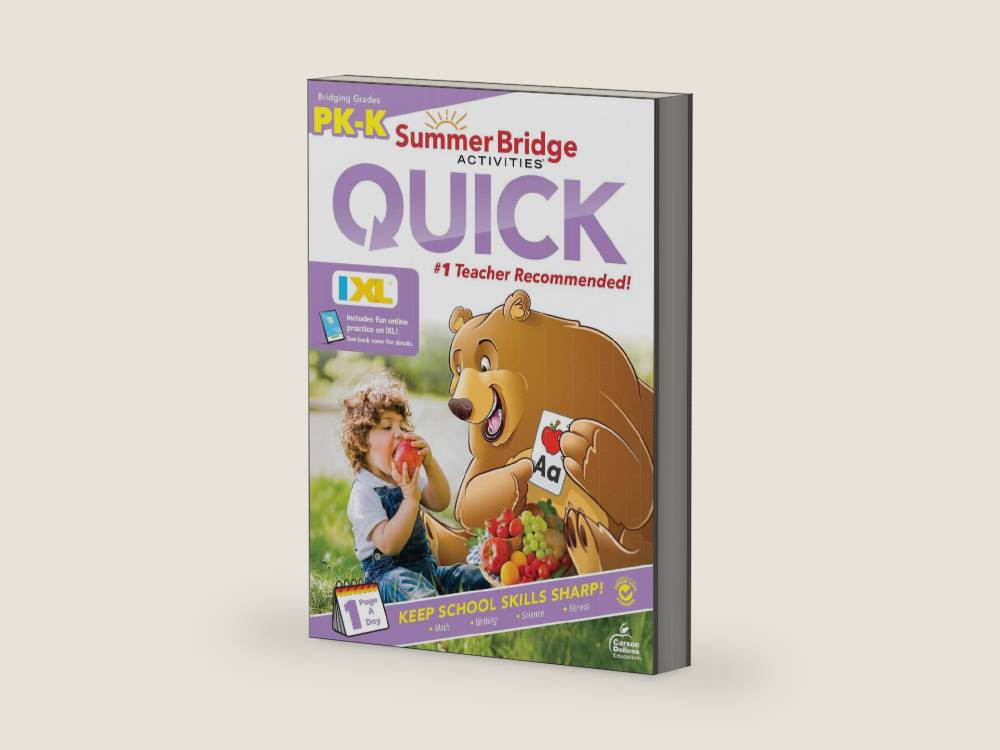 Summer Bridge Activities Quick Preschool to Kindergarten Workbook, PreK & K Toddler Activity Book With Phonics, Math, Fitness, Early Learning Skills, and Handwriting Practice by Summer Bridge Activities | barcode:9781483874906 | source:'9781483874906-right-three-quarter.jpg