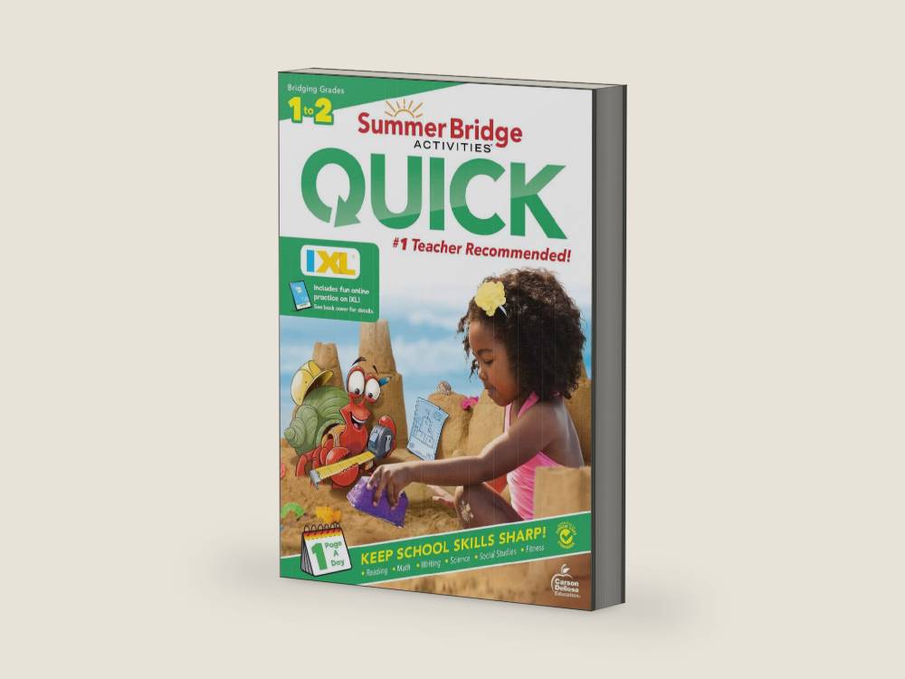 Summer Bridge Activities Quick 1st to 2nd Grade Workbook, Activity Book With Math, Language Arts, Social Studies, Science, Fitness, Writing Practice and Reinforcement Learning by Summer Bridge Activities | barcode:9781483874920 | source:'9781483874920-right-three-quarter.jpg