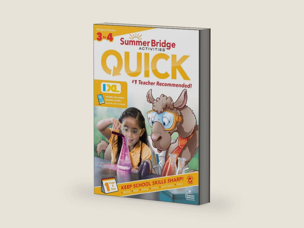 Summer Bridge Activities Quick 3rd to 4th Grade Workbook, Activity Book With Math, Language Arts, Social Studies, Science, Fitness, Reading Comprehension, Handwriting, and Reinforcement Learning by Summer Bridge Activities | barcode:9781483874944 | source:'9781483874944-right-three-quarter.jpg