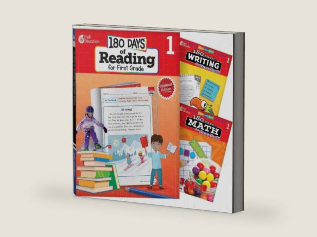 180 Days™: Includes Reading 2nd Edition, Writing, and Math for 1st Grade Practice Workbook for Classroom and Home, Cool and Fun Practice Created by Teachers by Suzanne I. Barchers | barcode:9781493825905 | source:'9781493825905-right-three-quarter.jpg