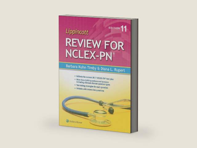 Lippincott Review for NCLEX-PN by Barbara K. Timby RN BC BSN MA | barcode:9781496324696 | source:'9781496324696-right-three-quarter.jpg