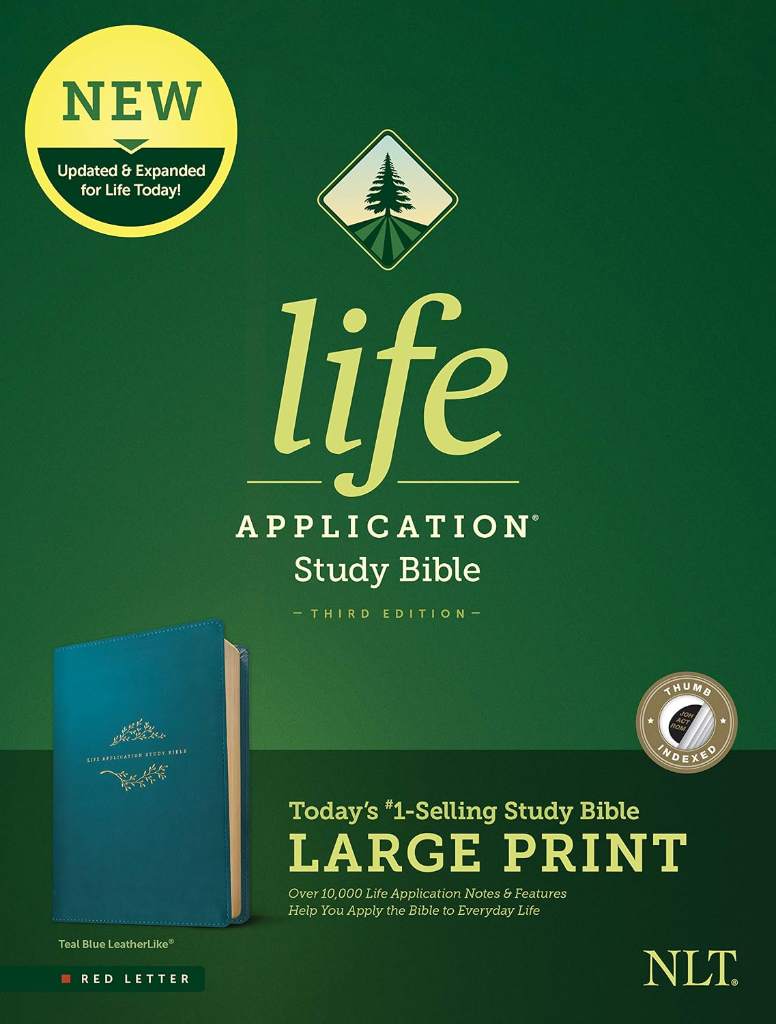 Tyndale NLT Life Application Study Bible, Third Edition, Large Print (LeatherLike, Teal Blue, Indexed, Red Letter) – New Living Translation Bible, Large Print Study Bible for Enhanced Readability by New Living Translation | barcode:9781496439369 | source:'9781496439369.jpg
