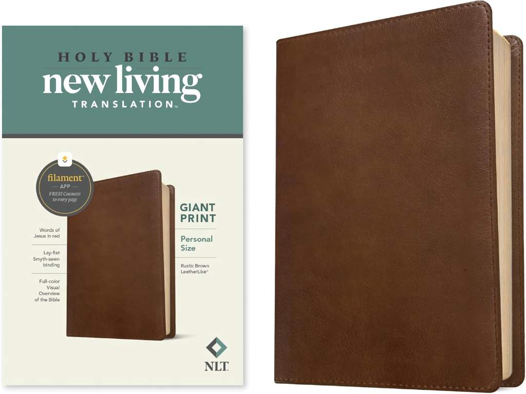NLT Personal Size Giant Print Bible, Filament Enabled (LeatherLike, Rustic Brown, Red Letter): Includes Free Access to the Filament Bible App ... Notes, Devotionals, Worship Music, and Video by New Living Translation | barcode:9781496444967 | source:'9781496444967.jpg