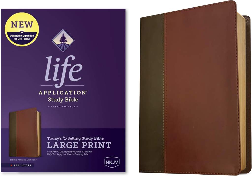 NKJV Life Application Study Bible, Third Edition, Large Print (LeatherLike, Brown/Mahogany, Red Letter) by Tyndale | barcode:9781496452054 | source:'9781496452054.jpg