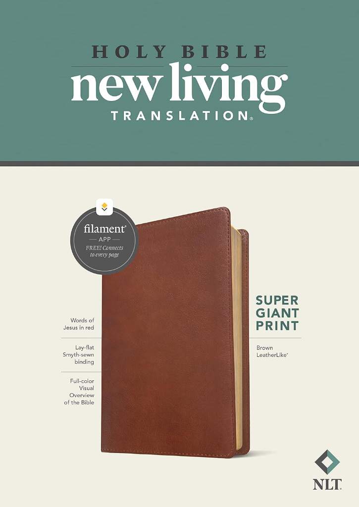 NLT Super Giant Print Bible, Filament Enabled (LeatherLike, Brown, Red Letter) by New Living Translation | barcode:9781496458100 | source:'9781496458100.jpg