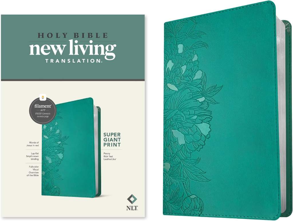 NLT Super Giant Print Bible, Filament Enabled (LeatherLike, Peony Rich Teal, Red Letter) by New Living Translation | barcode:9781496458117 | source:'9781496458117.jpg