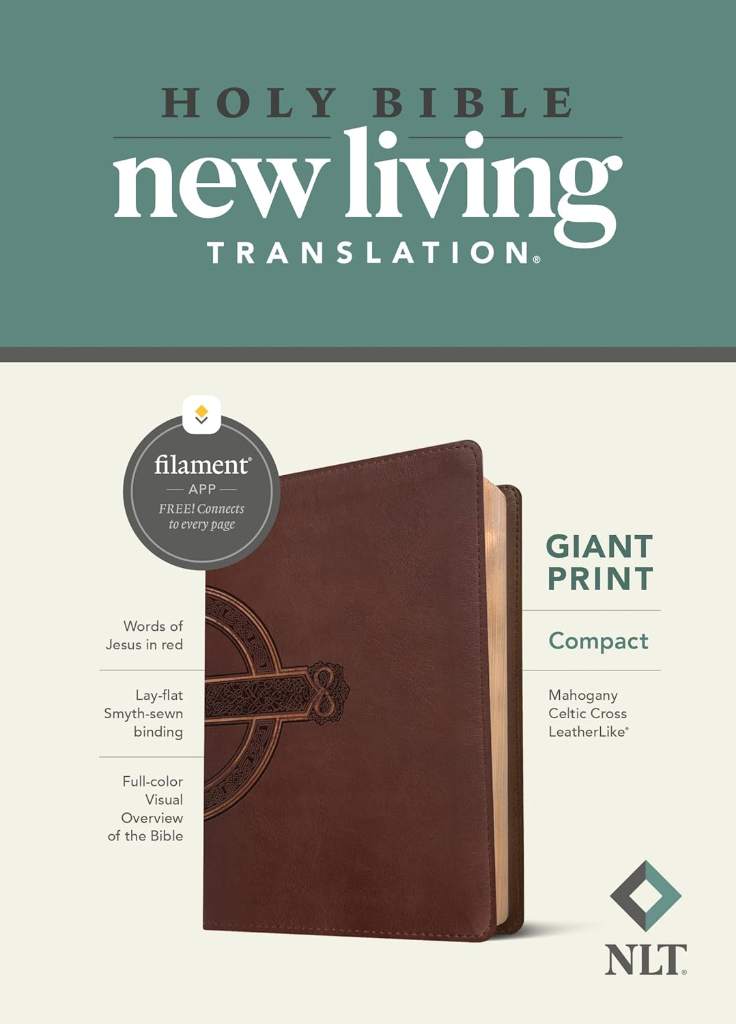 NLT Compact Giant Print Bible, Filament Enabled (LeatherLike, Mahogany Celtic Cross, Red Letter) by New Living Translation | barcode:9781496460585 | source:'9781496460585.jpg