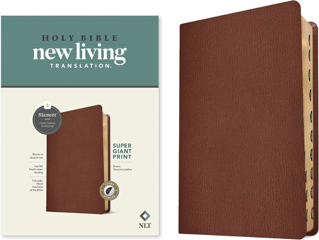 NLT Super Giant Print Bible, Filament Enabled (Genuine Leather, Brown, Indexed) by New Living Translation | barcode:9781496474308 | source:'9781496474308.jpg