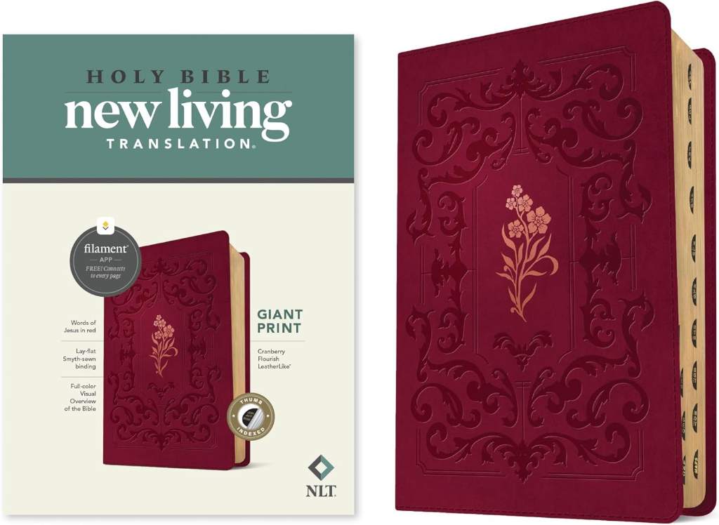 NLT Giant Print Bible, Filament Enabled (LeatherLike, Cranberry Flourish, Indexed, Red Letter) by New Living Translation | barcode:9781496482303 | source:'9781496482303.jpg